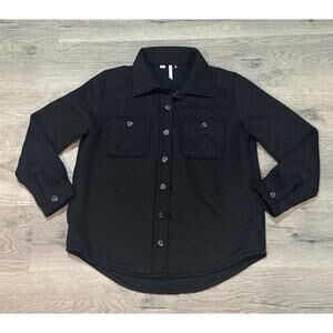 Travis Mathew Women’s Diamond Quilted Shacket M Black Clout Button Jacket Shirt